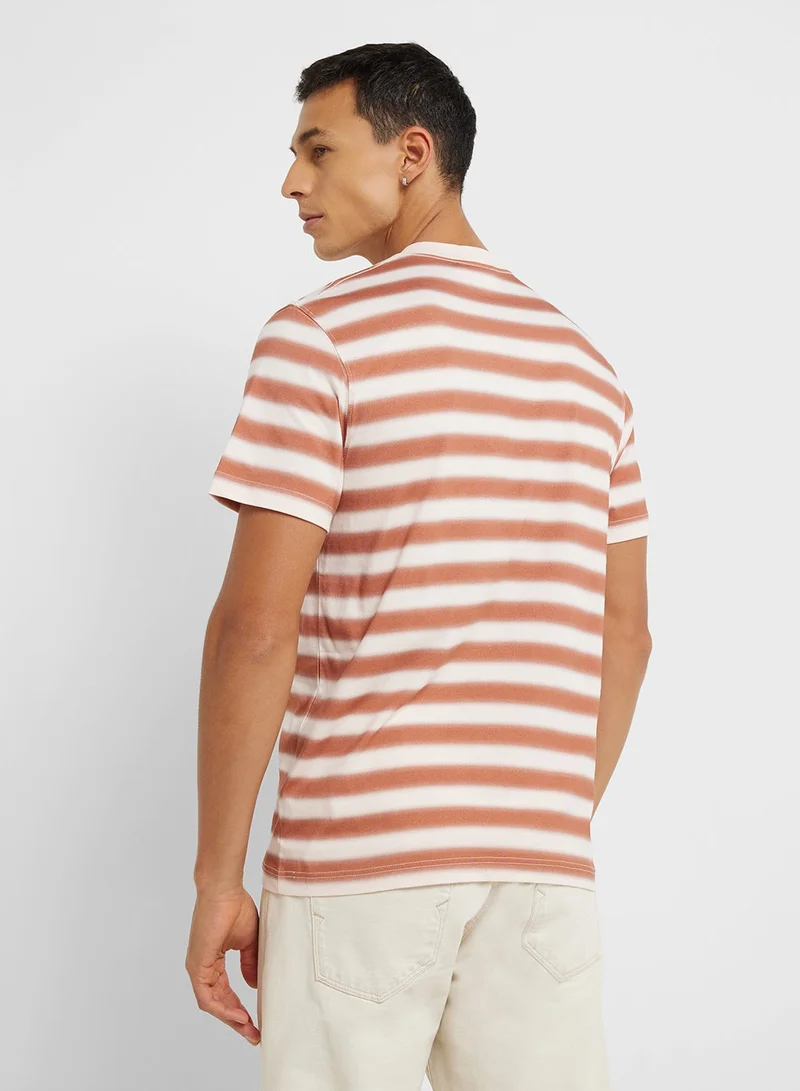 LACOSTE Striped Logo Graphic Crew Neck Short Sleeve T-Shirt